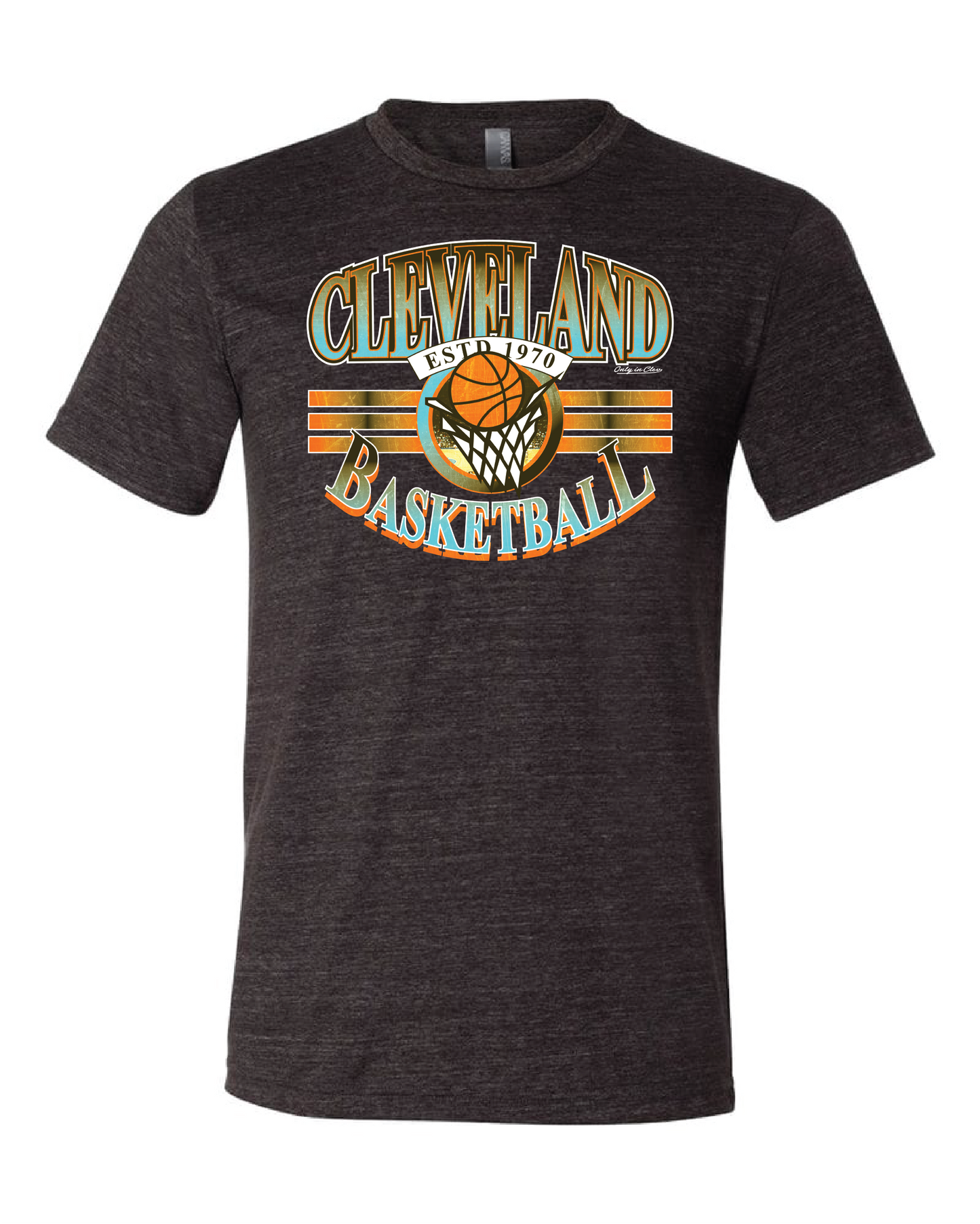 "Cleveland Vintage Basketball " Design on Black - Only in Clev 