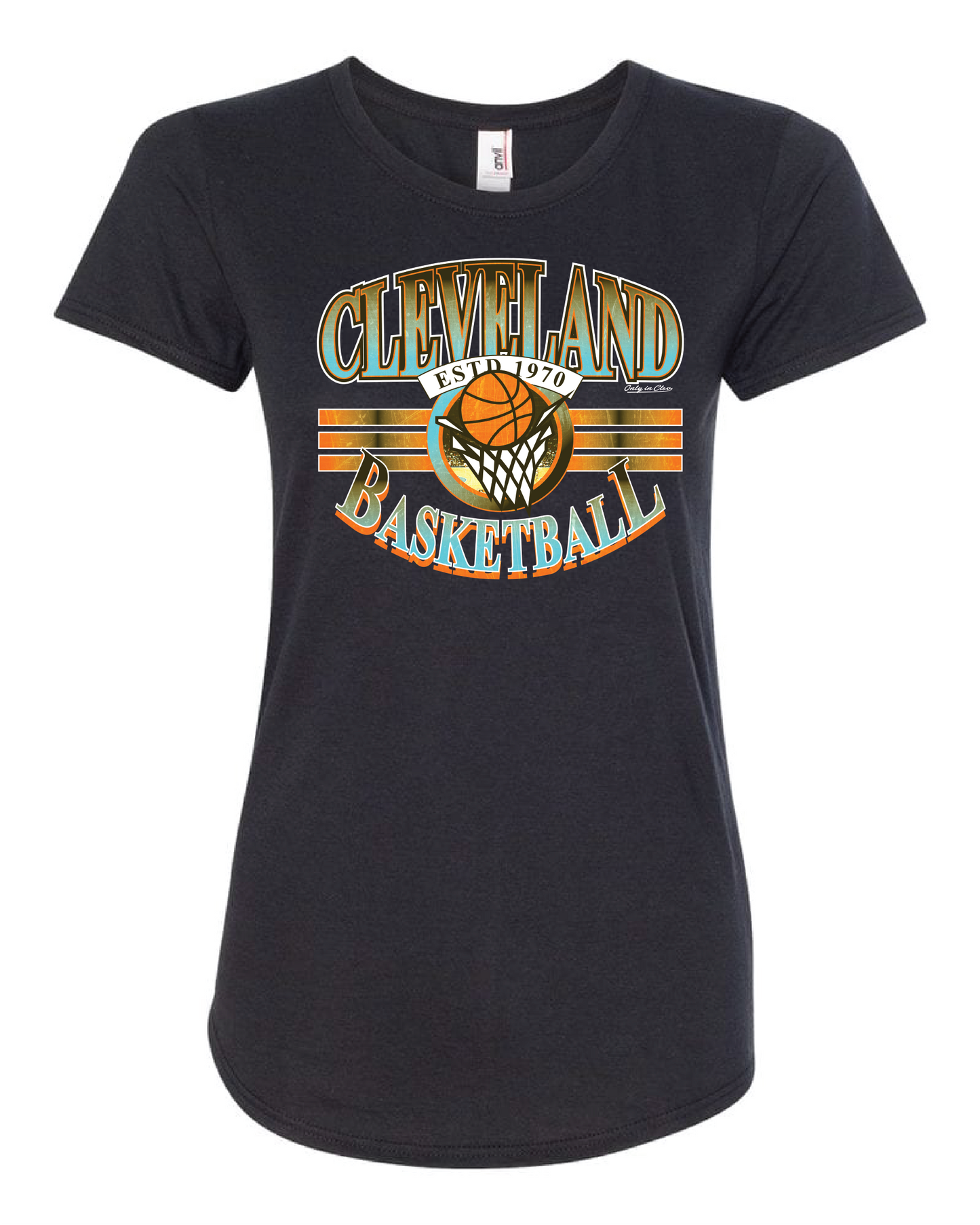 "Cleveland Vintage Basketball " Design on Black - Only in Clev 