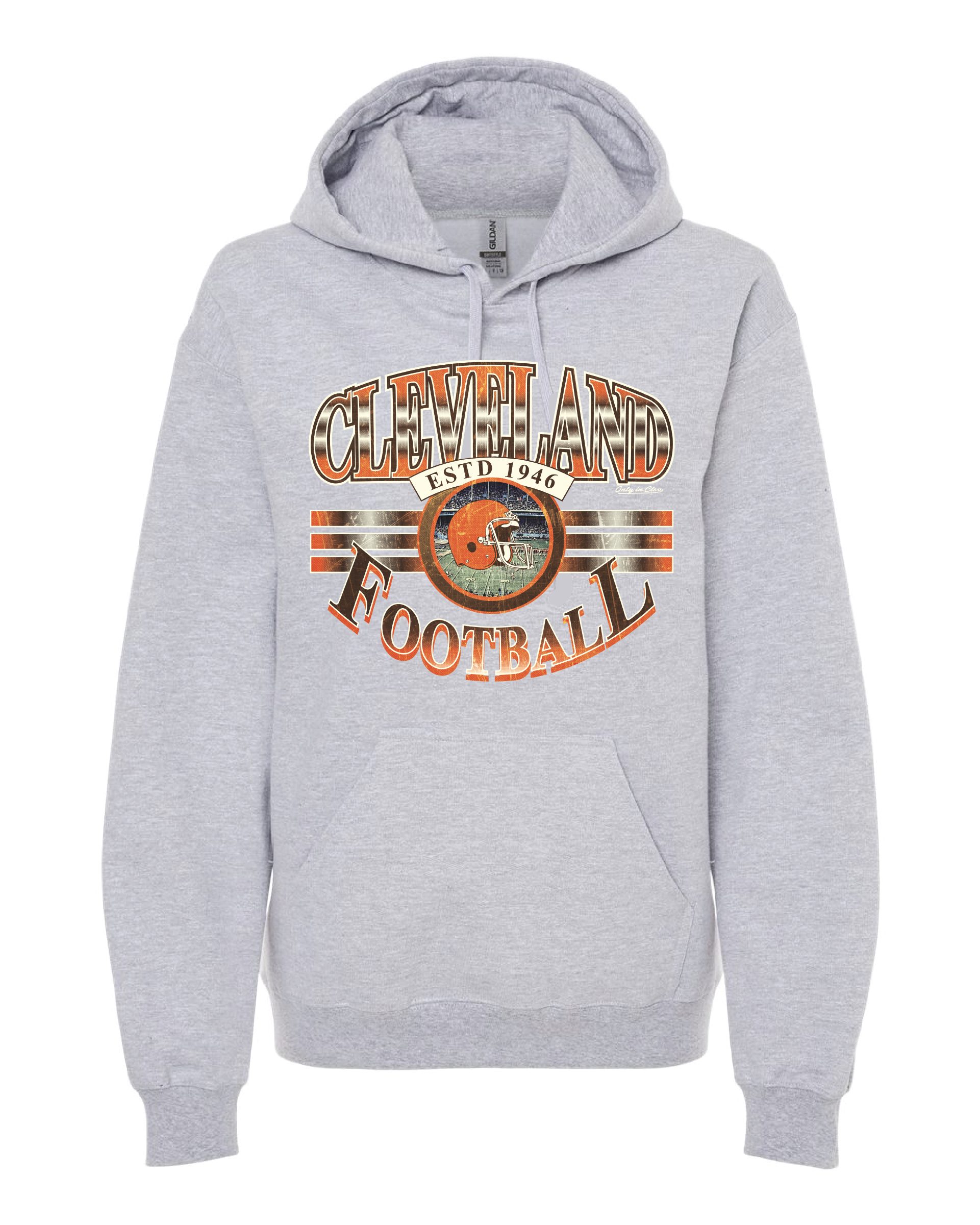 "Cleveland  Football Vintage" Design on Gray - Only in Clev 