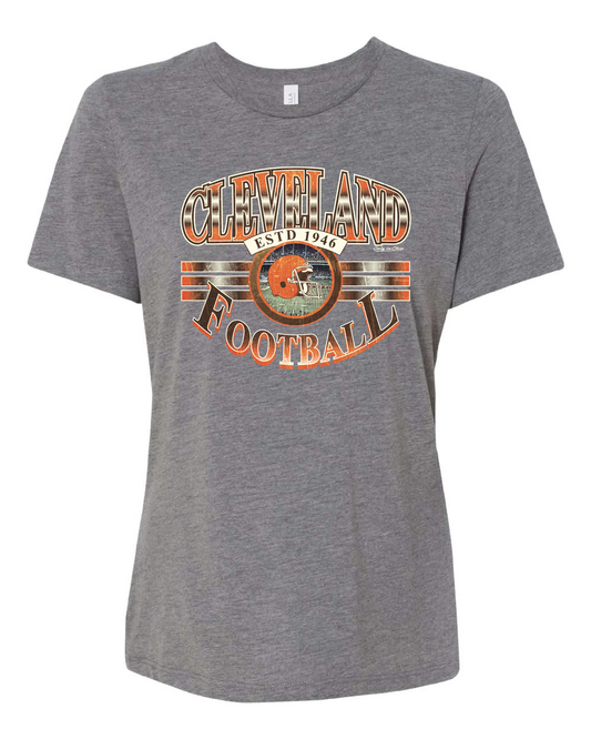 "Cleveland  Football Vintage" Design on Gray - Only in Clev 