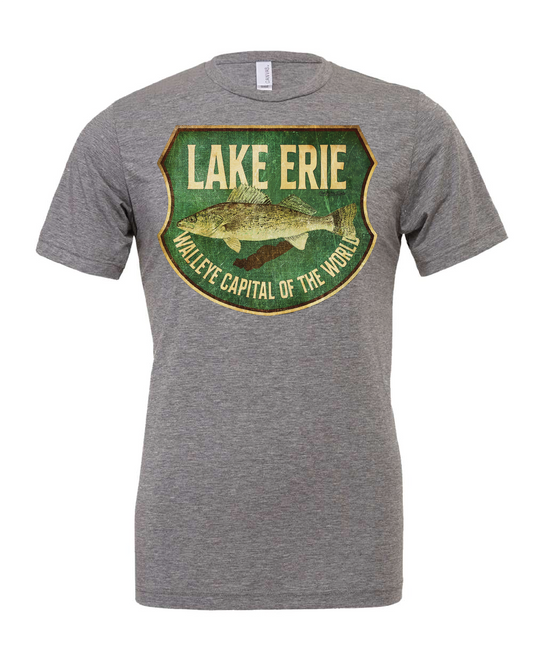"Lake Erie Walleye Capital" Design on Gray - Only in Clev 