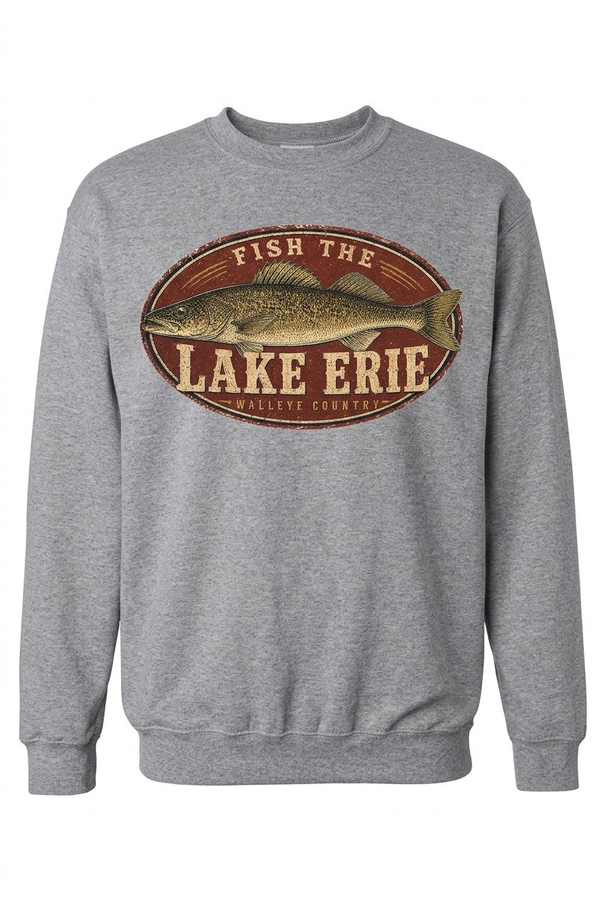Walleye gray crew sweatshirt