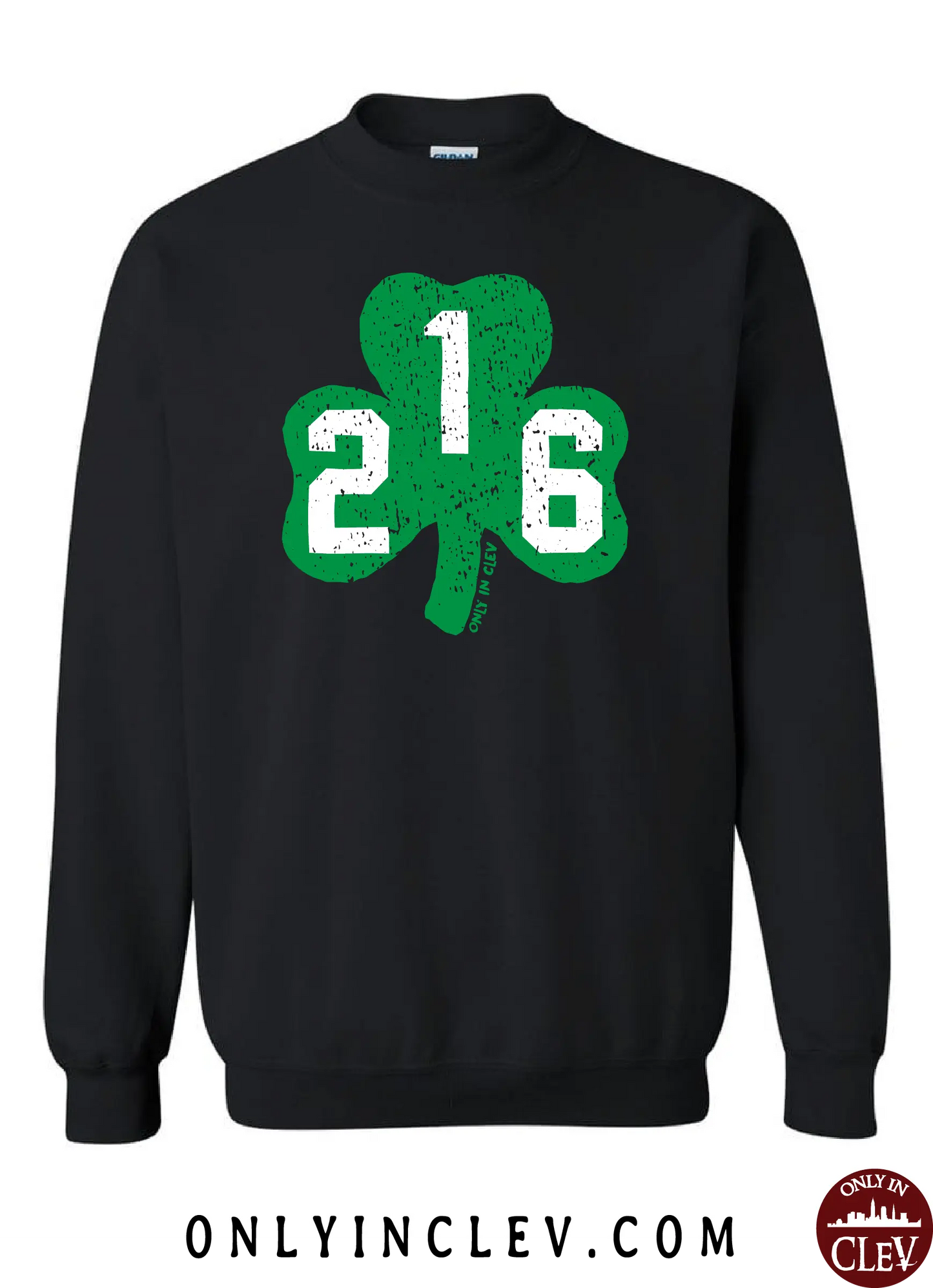 "216 Shamrock" design on black - Only in Clev
