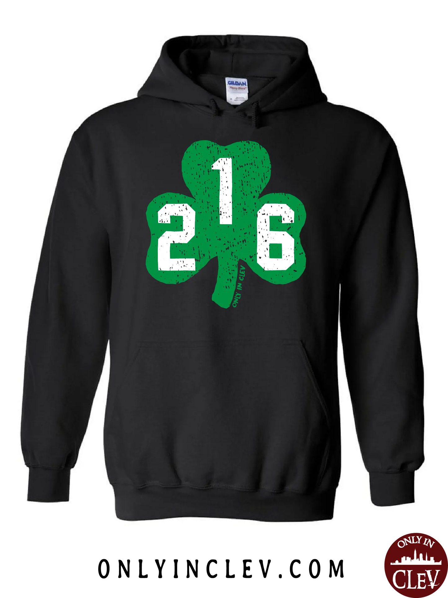 "216 Shamrock" design on black - Only in Clev