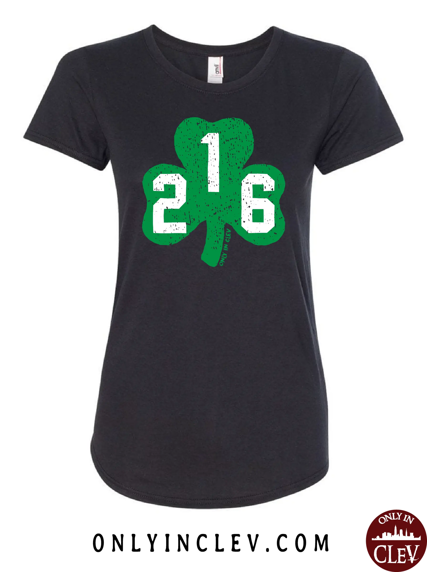 "216 Shamrock" design on black - Only in Clev