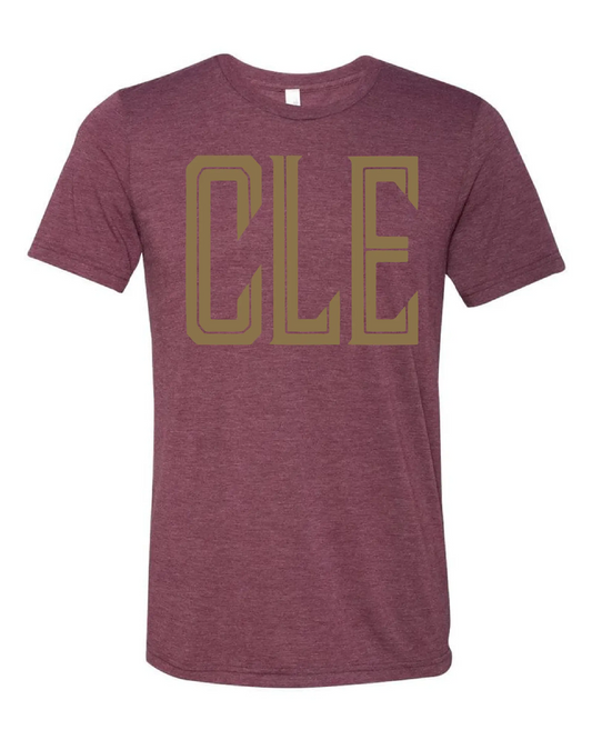"Cleveland CLE Gold" Basketball on Maroon - Only in Clev 