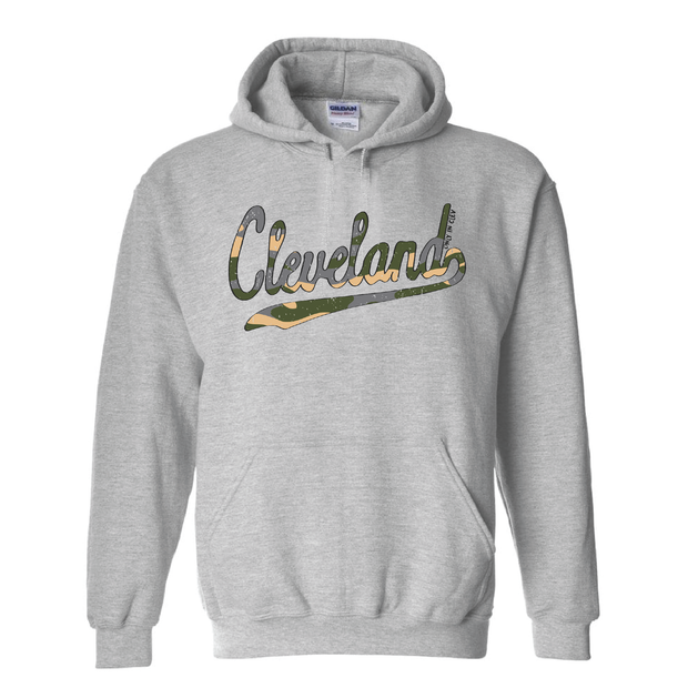 Cleveland Script Camo Hoodie - Only in Clev