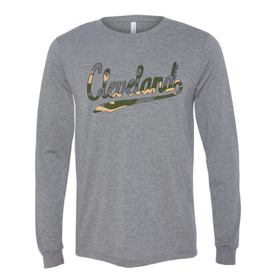 Cleveland Script Camo Long Sleeve T-Shirt - Only in Clev