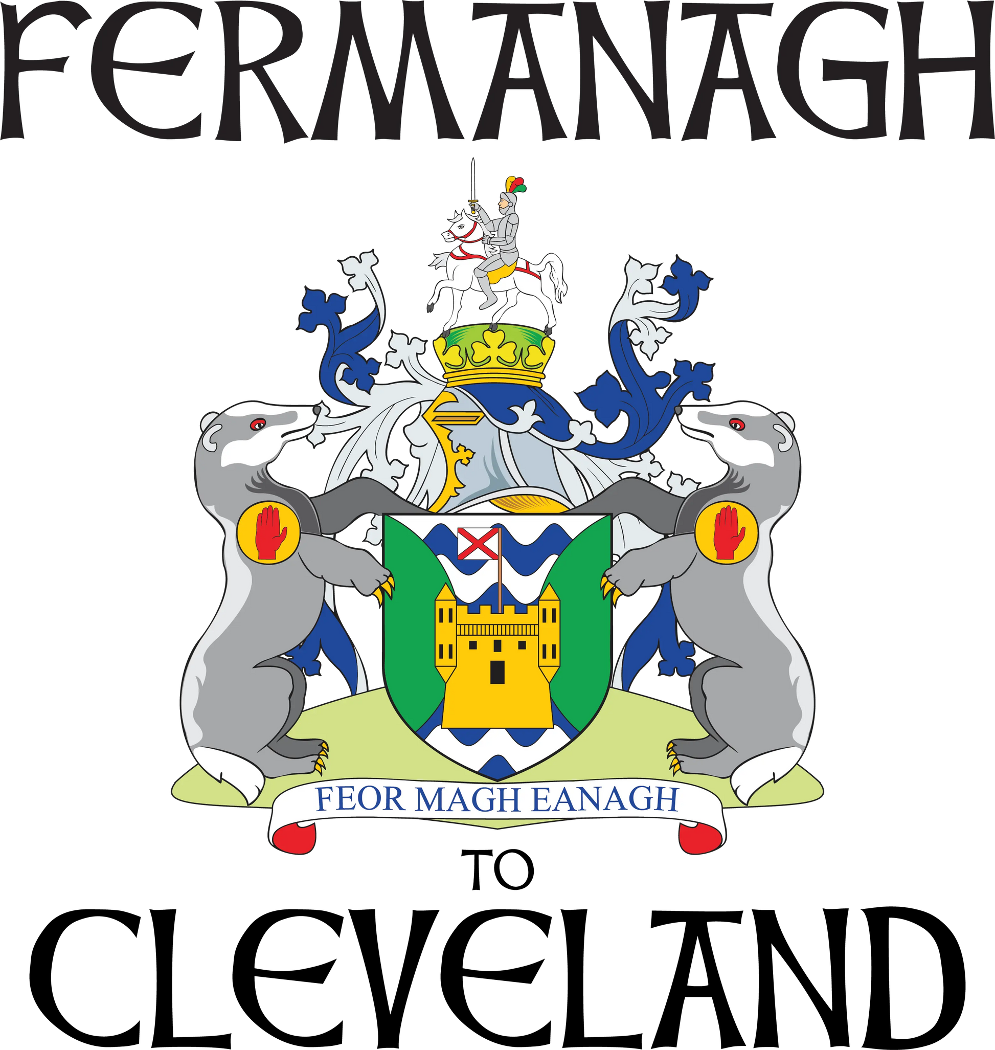 "Fermanagh to Cle" Irish Counties Design on Gray - Only in Clev 