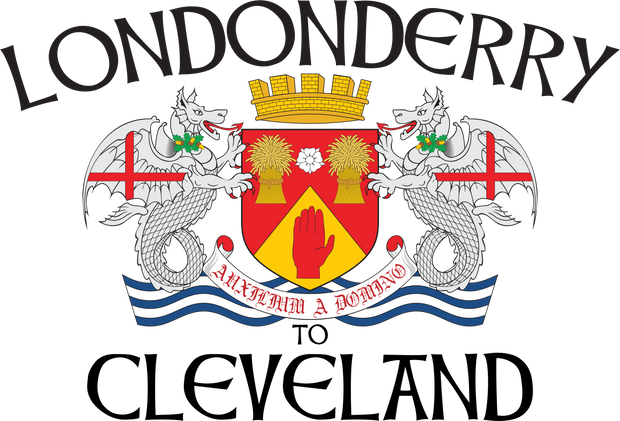 "Londonberry to Cle" Irish Counties Design on Gray