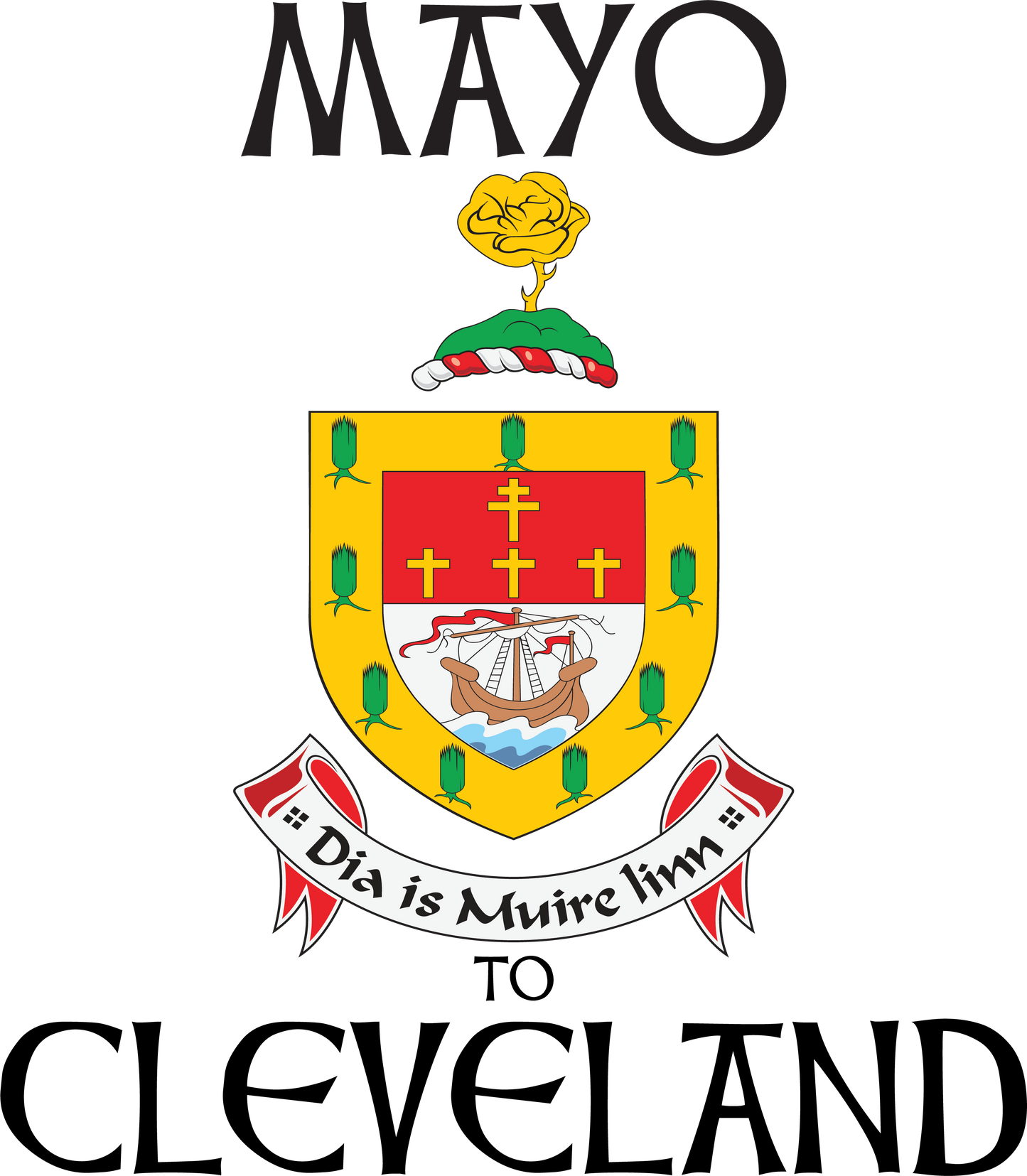 "Mayo to Cle" Irish Counties Design on Gray - Only in Clev 