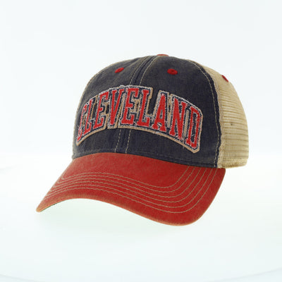 Arched Cleveland on Navy/Cream Trucker Hat