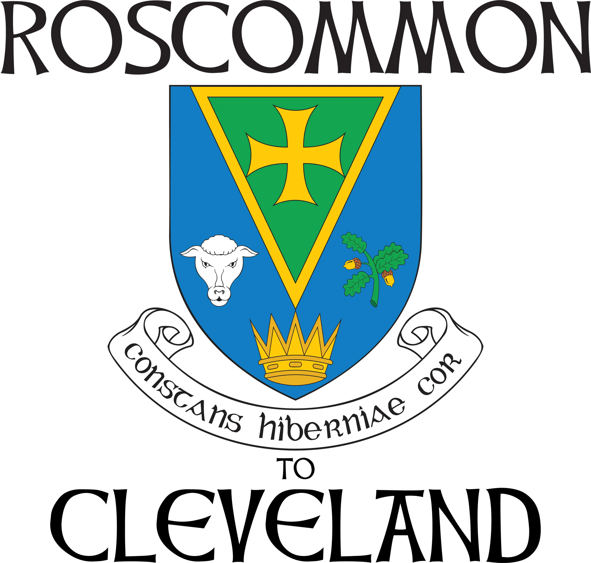 "Roscommon to Cle" Irish Counties Design on Gray - Only in Clev 