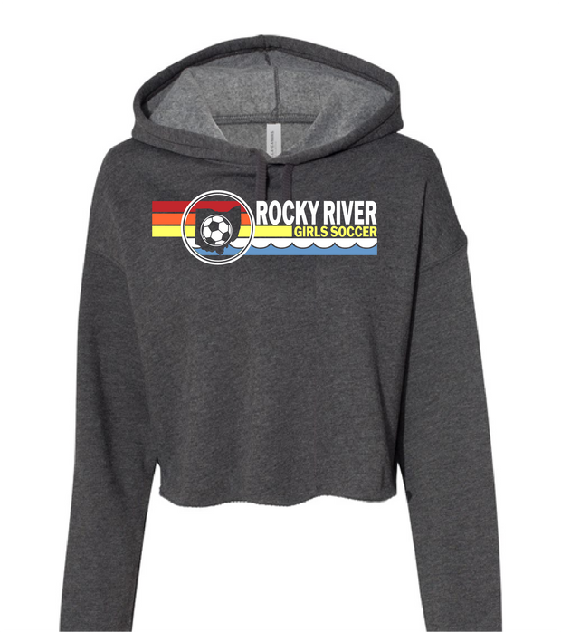 Rocky River Girls' Soccer Wave Design on Crop Hoodie
