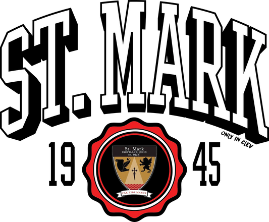 "St. Mark Lions Crest" Design on Red - Only in Clev 