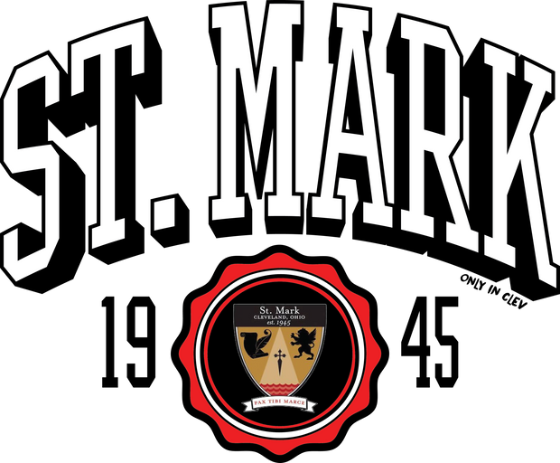 "St. Mark Lions Crest" Design on Red