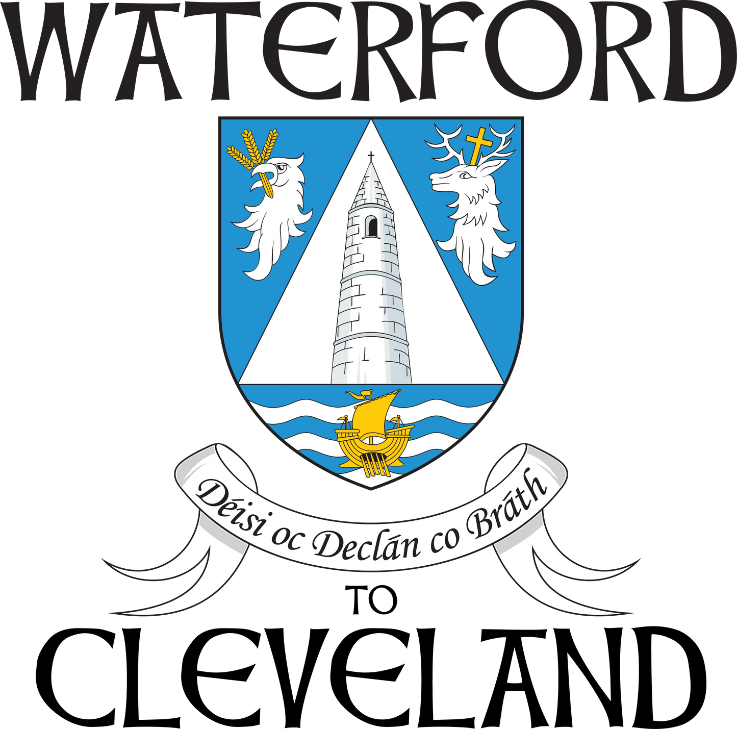 "Waterford to Cle" Irish Counties Design on Gray - Only in Clev 