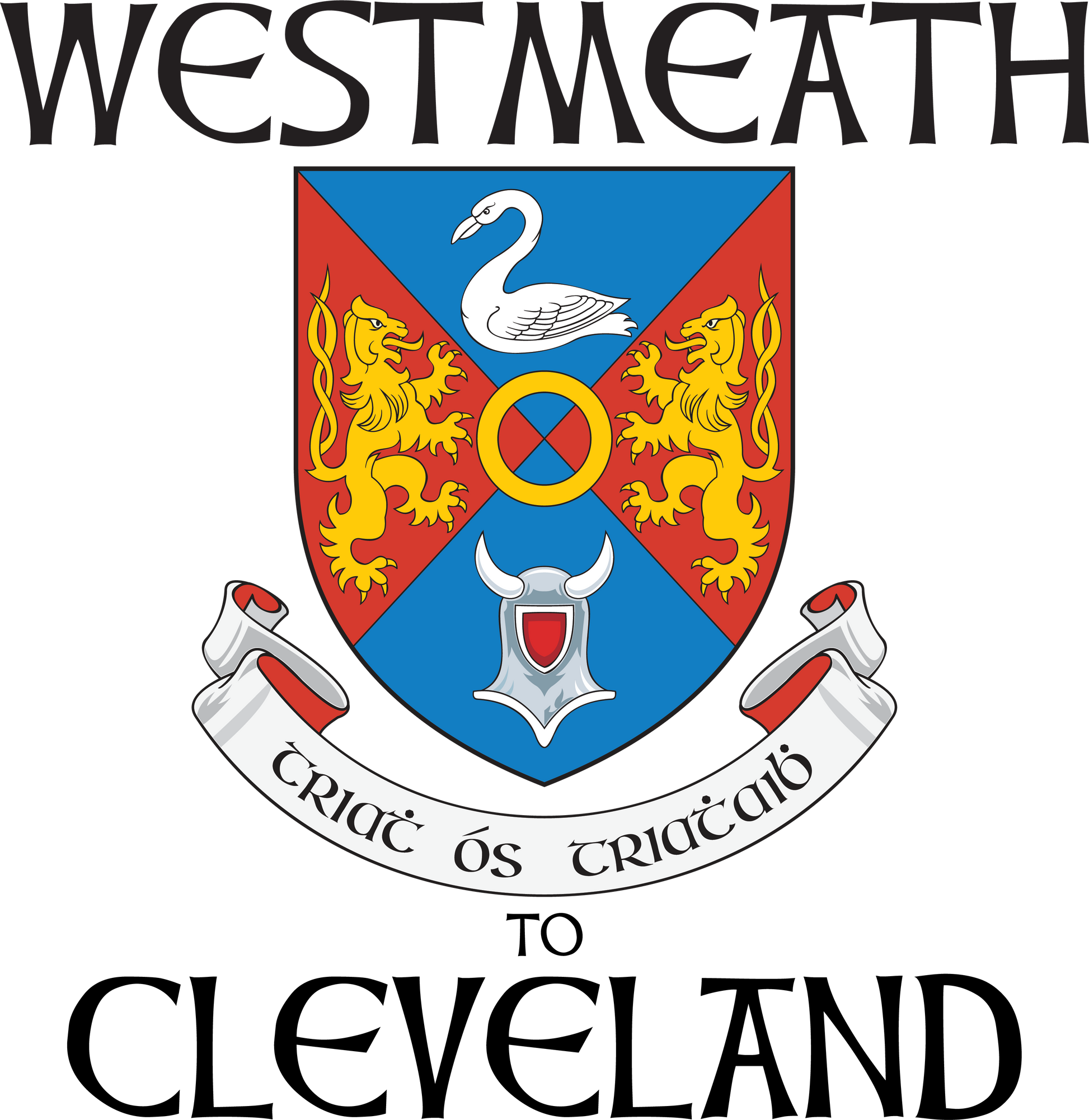 "Westmeath to Cle" Irish Counties Design on Gray - Only in Clev 