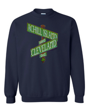 "Achill Island Cleveland Sign" Irish Design on Navy