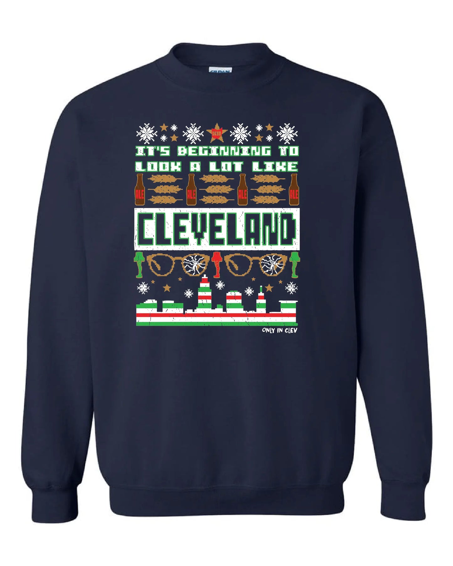 "Cleveland Christmas Design" on Navy - Only in Clev 