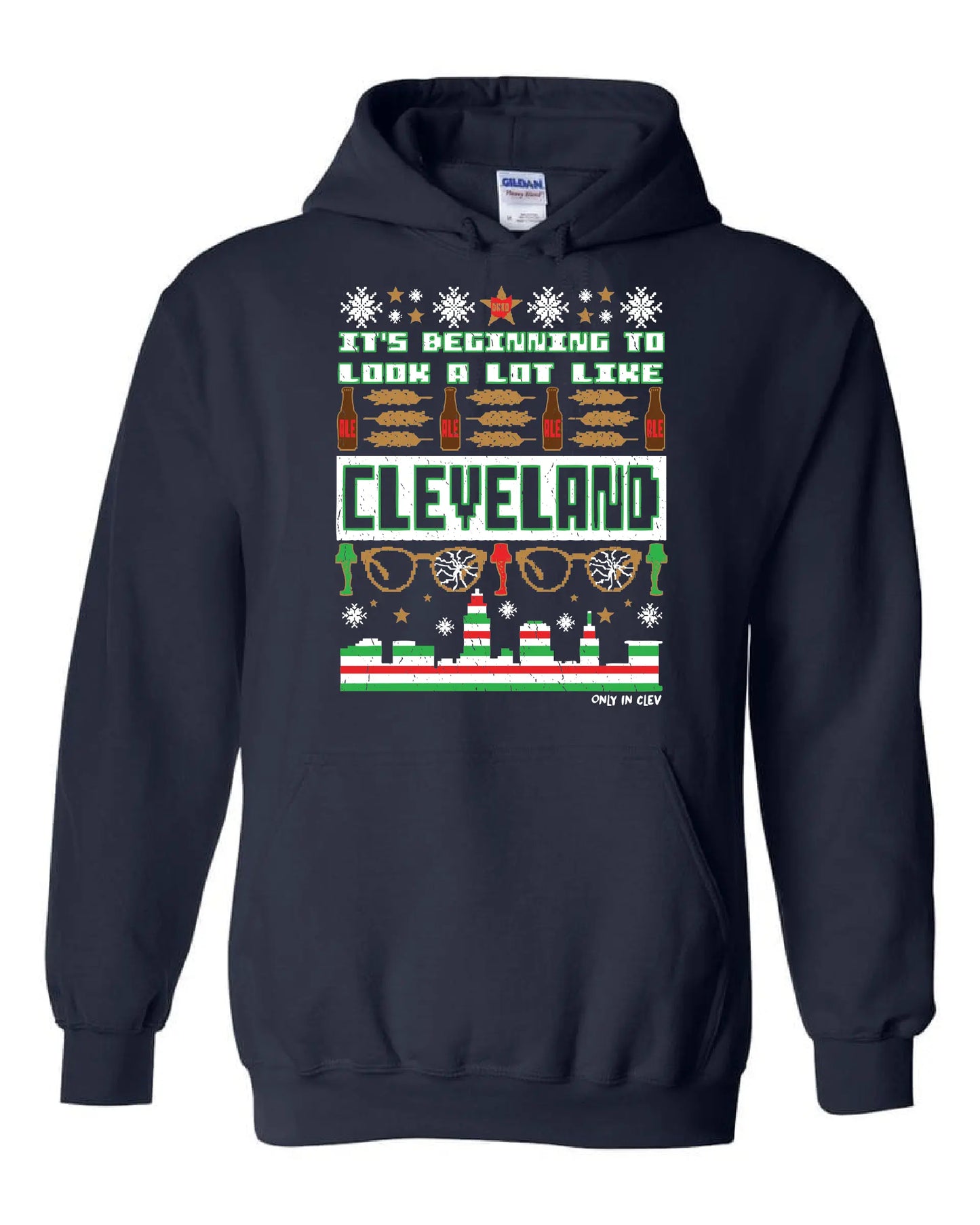"Cleveland Christmas Design" on Navy - Only in Clev 