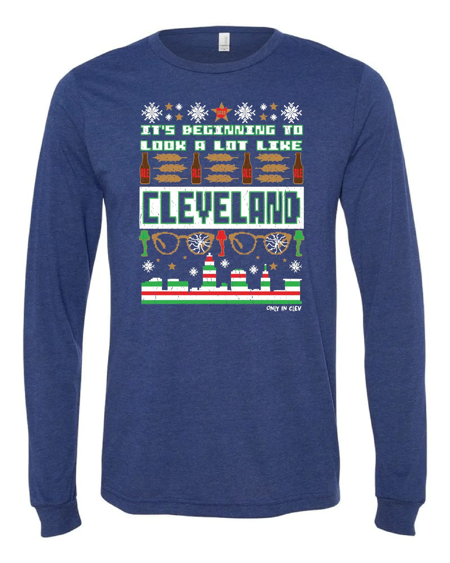 "Cleveland Christmas Design" on Navy - Only in Clev 