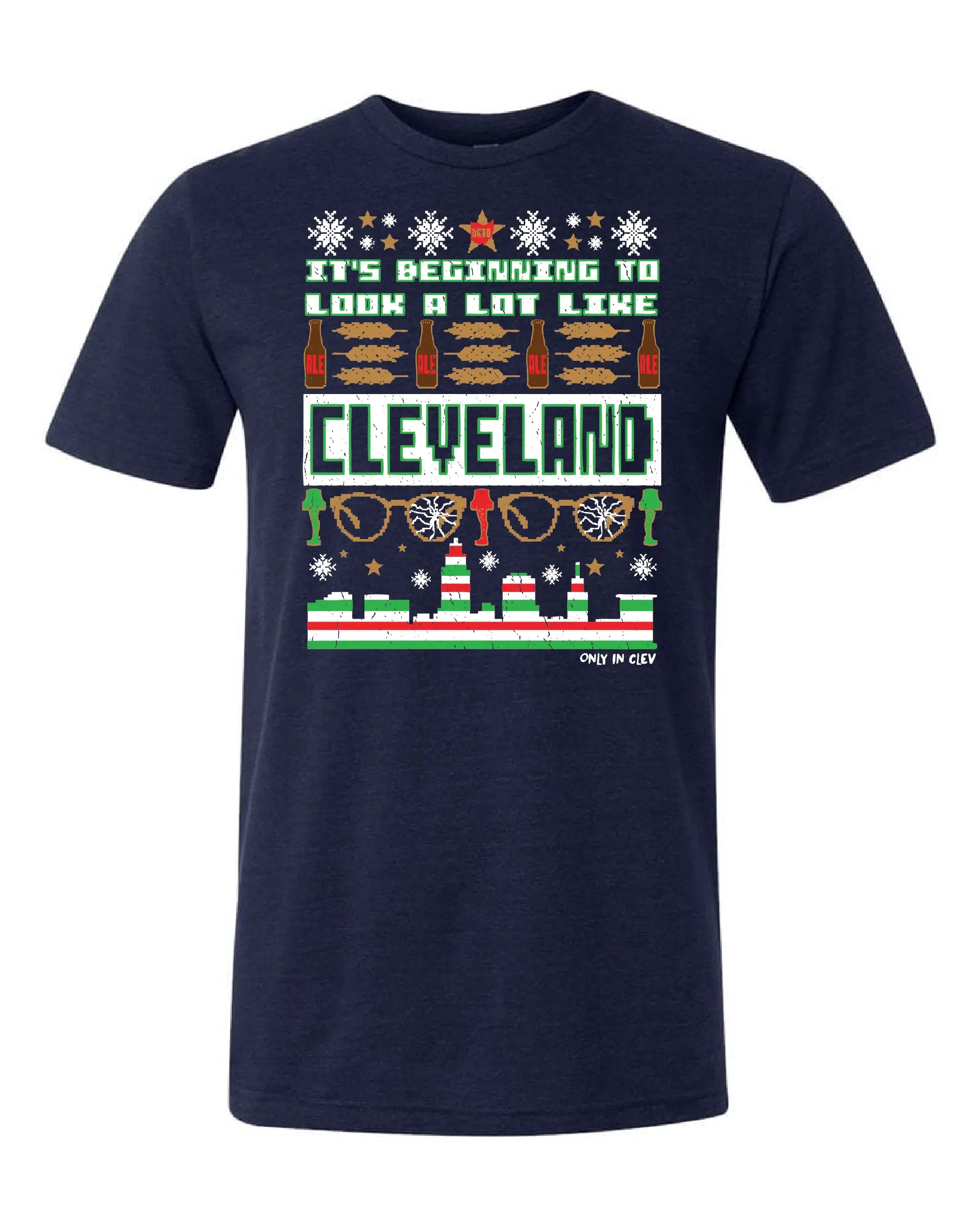 "Cleveland Christmas Design" on Navy - Only in Clev 