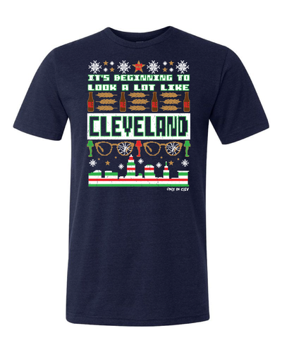 "Cleveland Christmas Design" on Navy