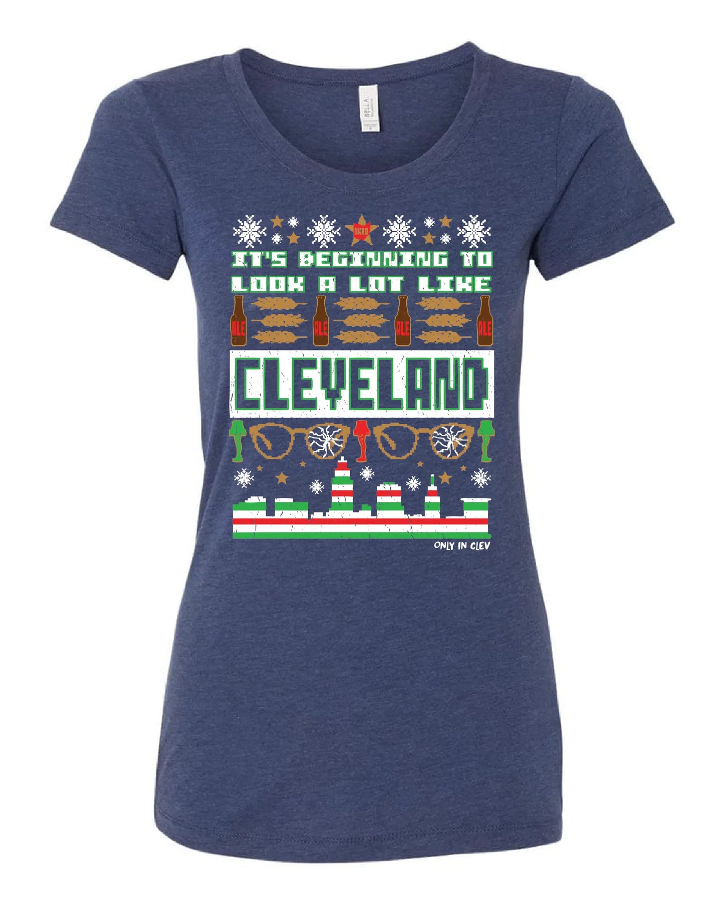 "Cleveland Christmas Design" on Navy - Only in Clev 