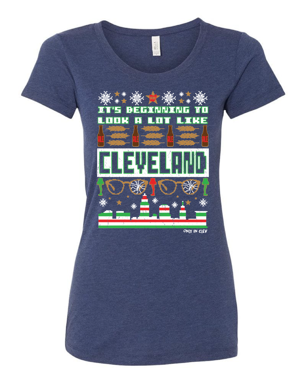 "Cleveland Christmas Design" on Navy
