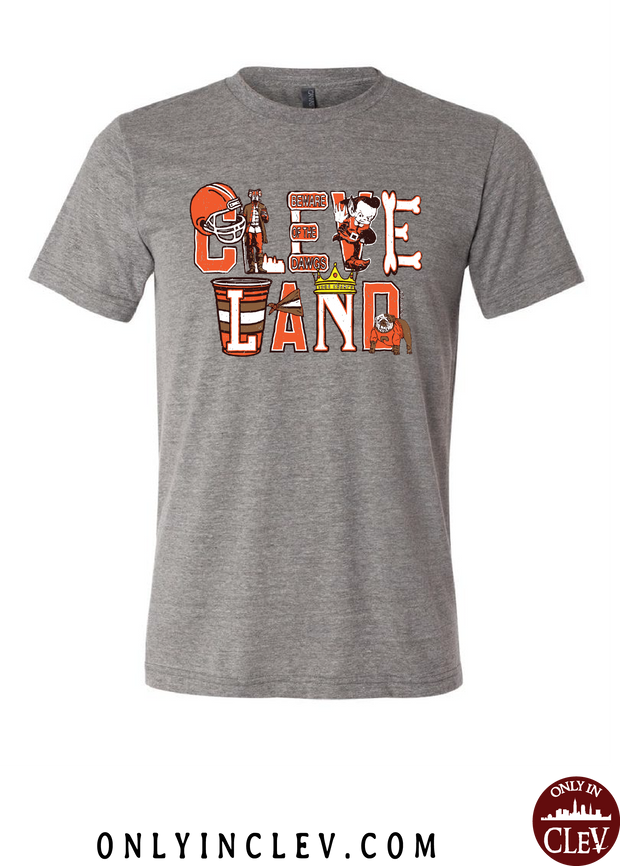 "Football Collage" on Gray - Only in Clev