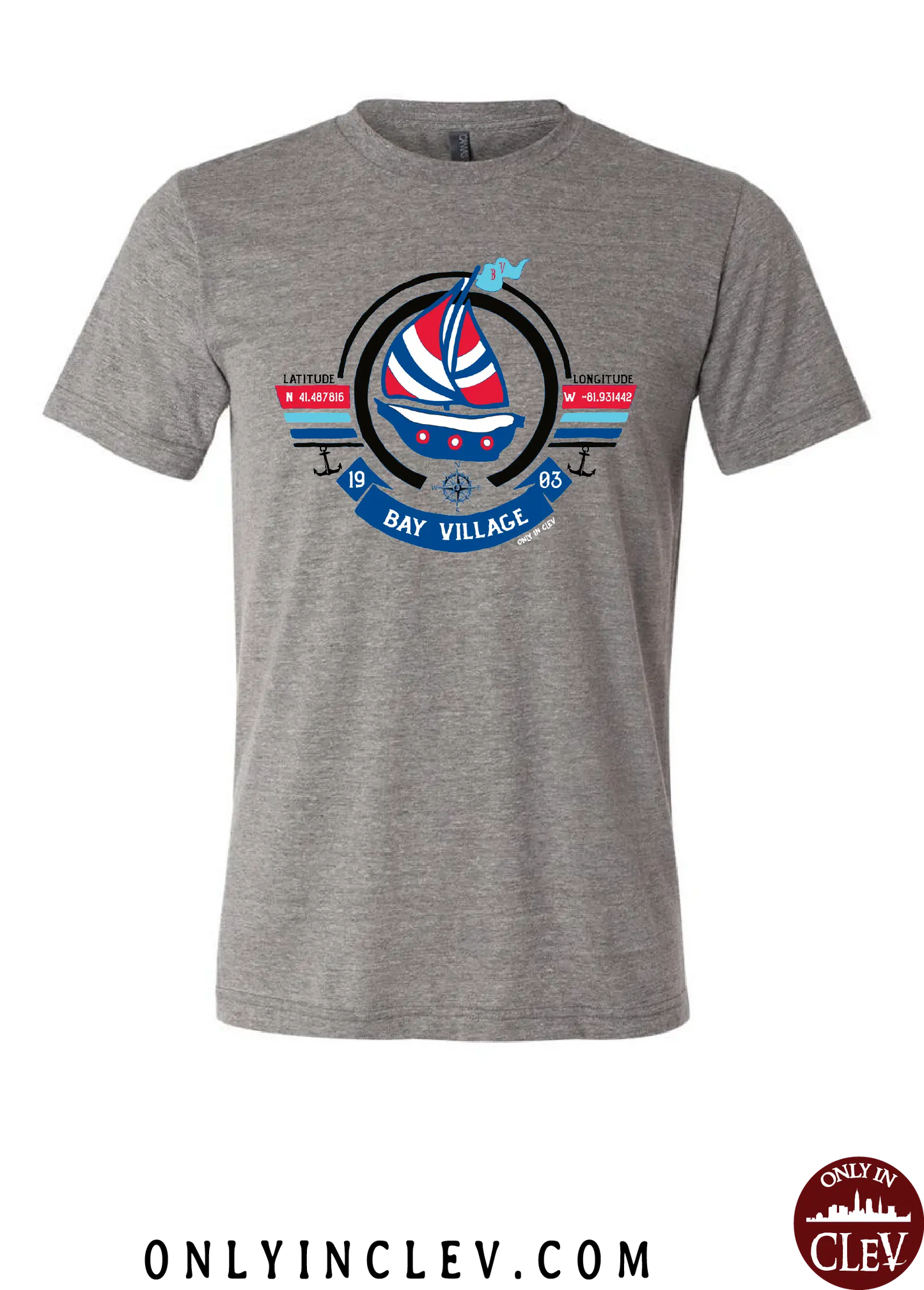 "Bay Village" T Shirt on Gray - Only in Clev