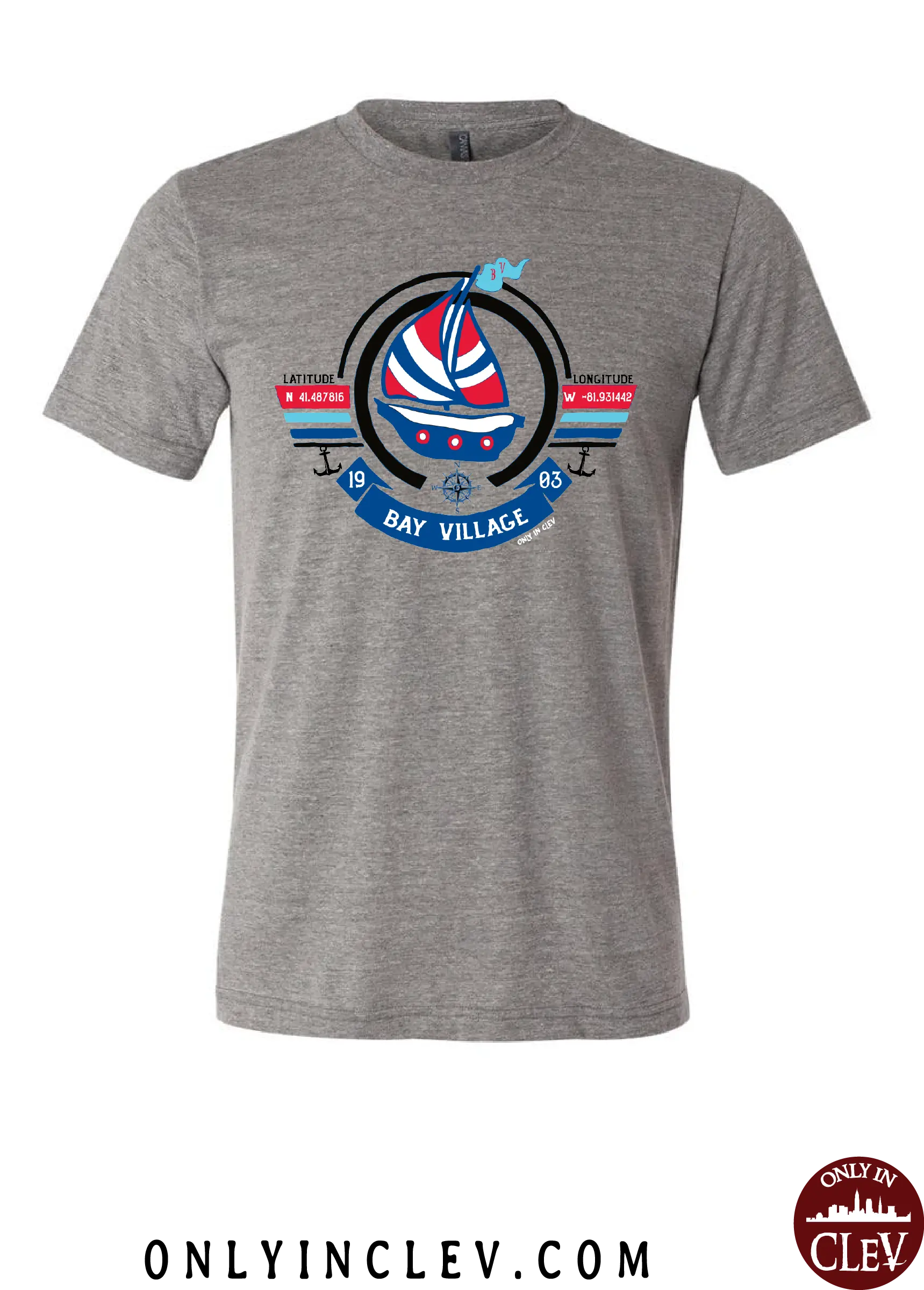 "Bay Village" T Shirt on Gray - Only in Clev