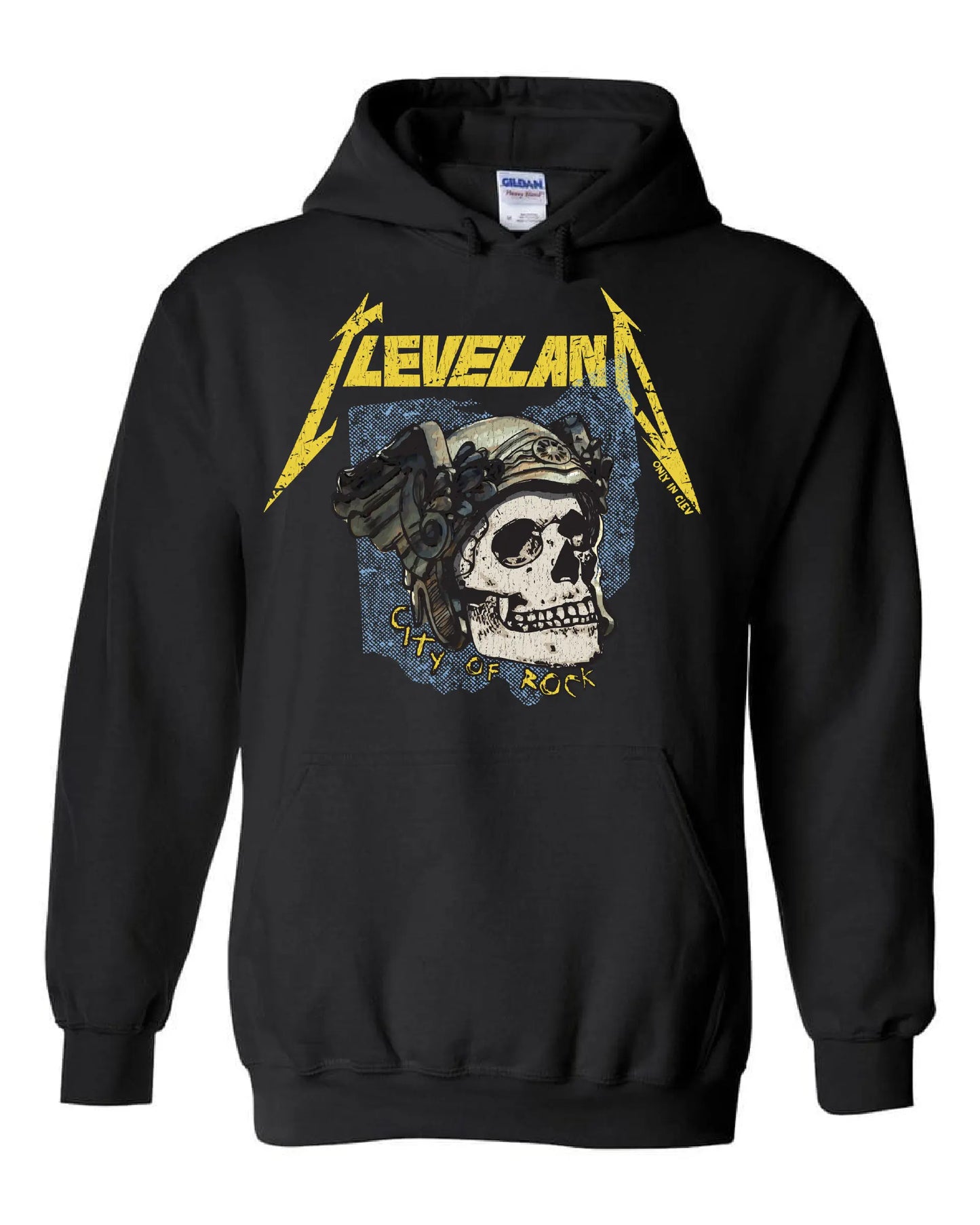 Cleveland Rock Skull on Black - Only in Clev 3XL-Hoodies