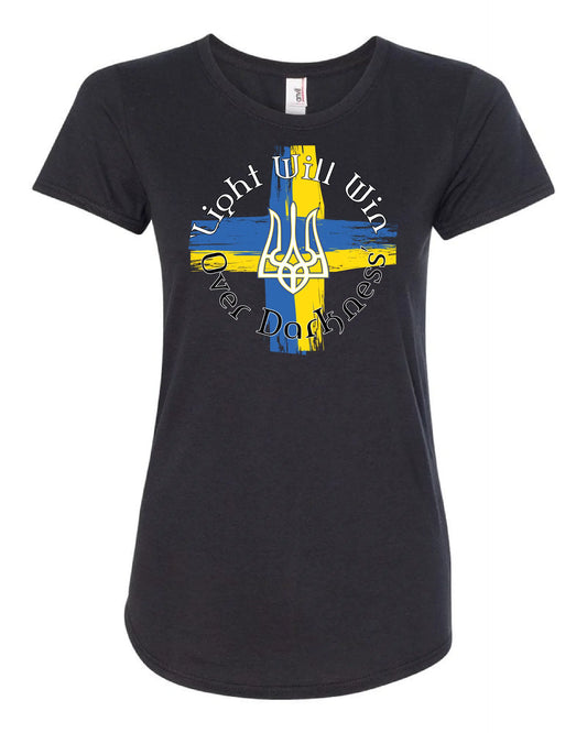 "Light Will Win Over Darkness" Ukraine Design on Black - Only in Clev 