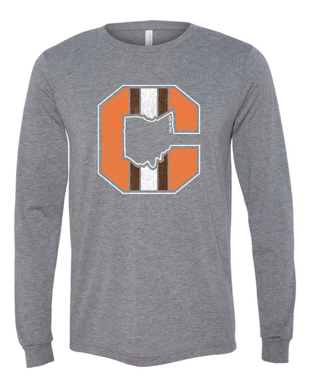 "Block C Striped Solid" on Gray - Only in Clev