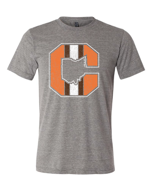 "Block C Striped Solid" on Gray - Only in Clev
