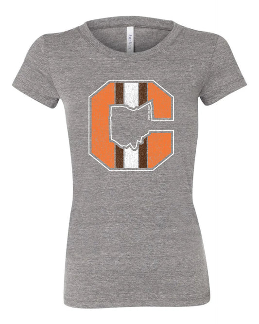 "Block C Striped Solid" on Gray - Only in Clev