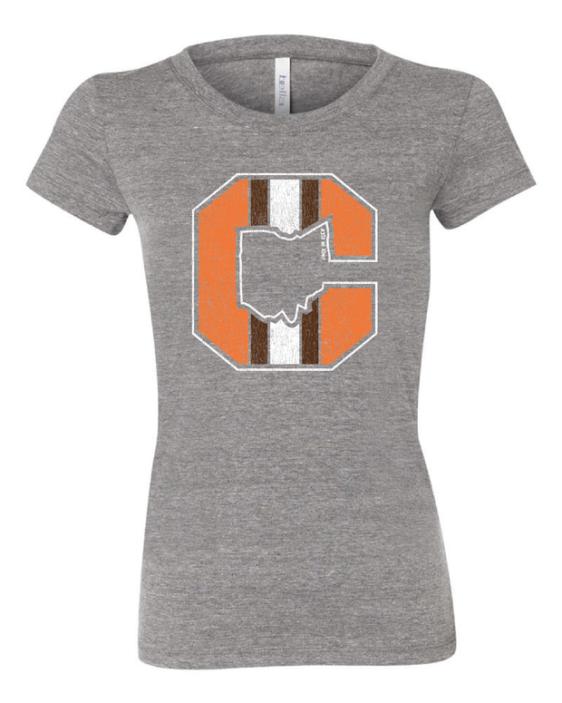 "Block C Striped Solid" on Gray - Only in Clev