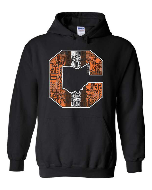 "Block C Striped Vintage Design" on Black - Only in Clev