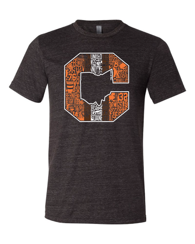 "Block C Striped Vintage Design" on Black - Only in Clev