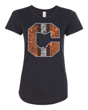 "Block C Striped Vintage Design" on Black - Only in Clev