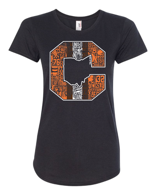 "Block C Striped Vintage Design" on Black - Only in Clev