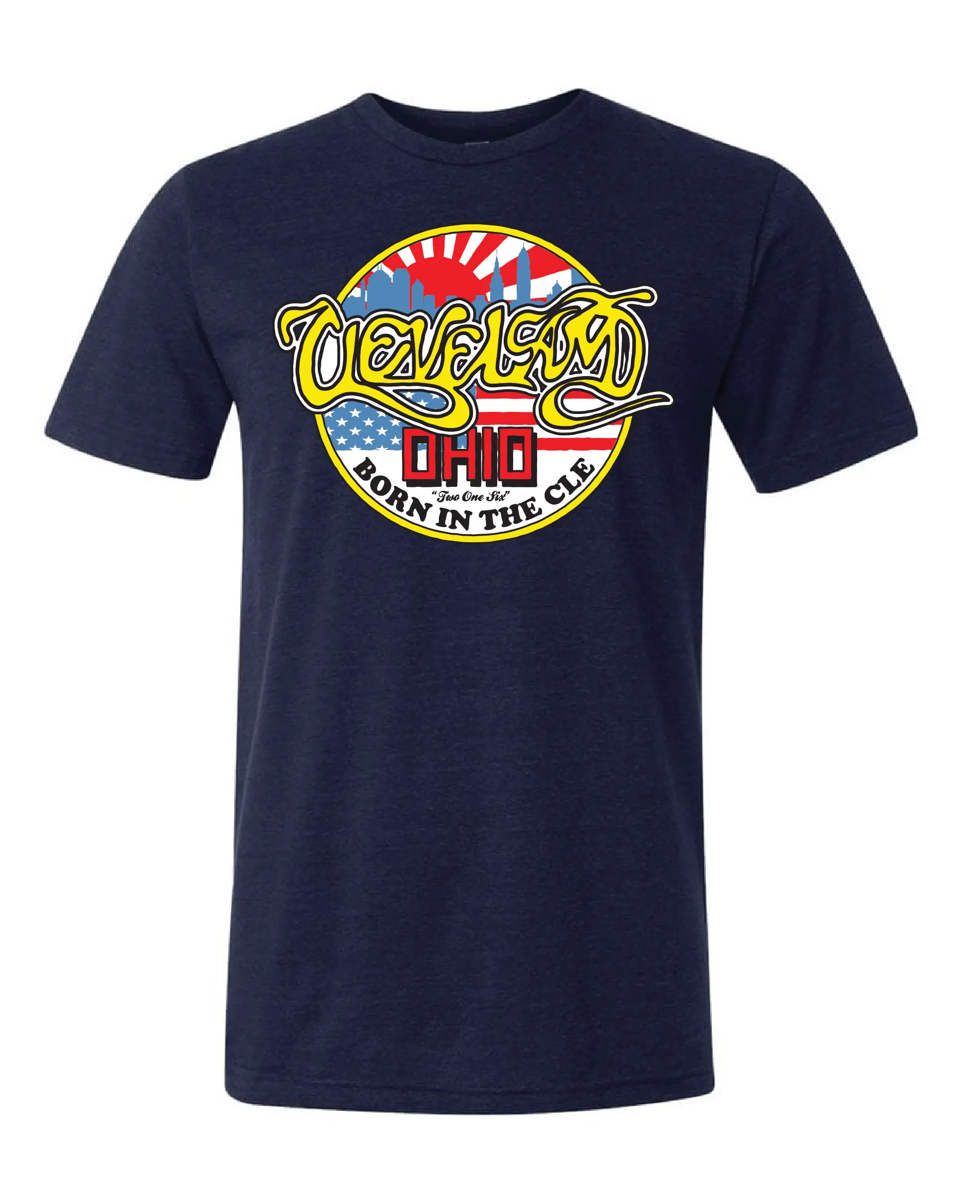 "Born in the CLE" on Navy - Only in Clev 3XL-Men-s-Short-Sleeve-T-Shirt