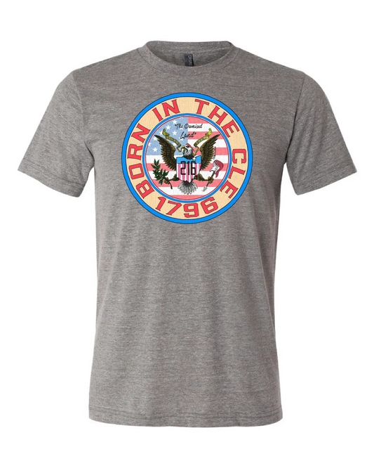 "Born in the Cle"" design on Gray - Only in Clev 