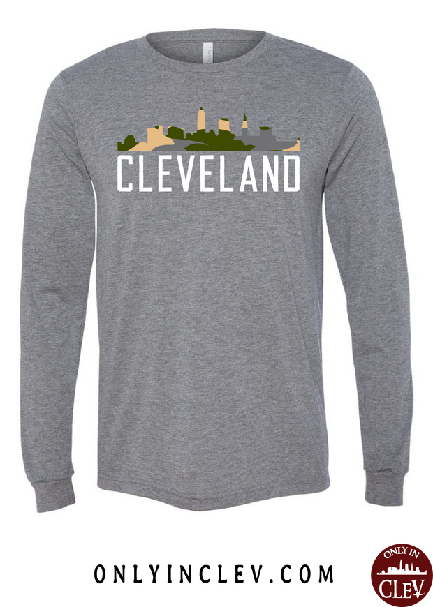 Cleveland Skyline Camo Long Sleeve T-Shirt - Only in Clev