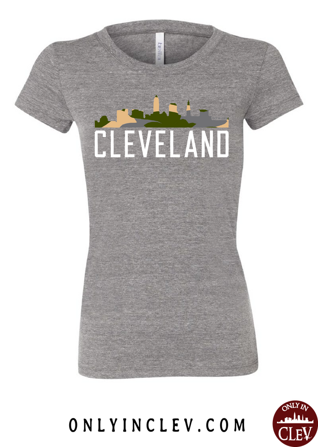 Cleveland Skyline Camo Womens T-Shirt - Only in Clev