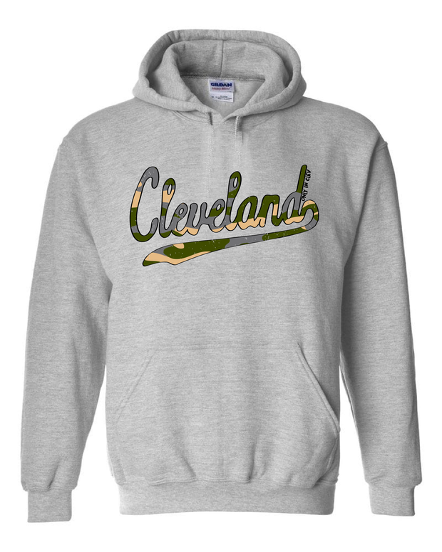 "Cleveland Camo Script Design" on Gray - Only in Clev