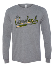 "Cleveland Camo Script Design" on Gray - Only in Clev