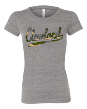 "Cleveland Camo Script Design" on Gray - Only in Clev